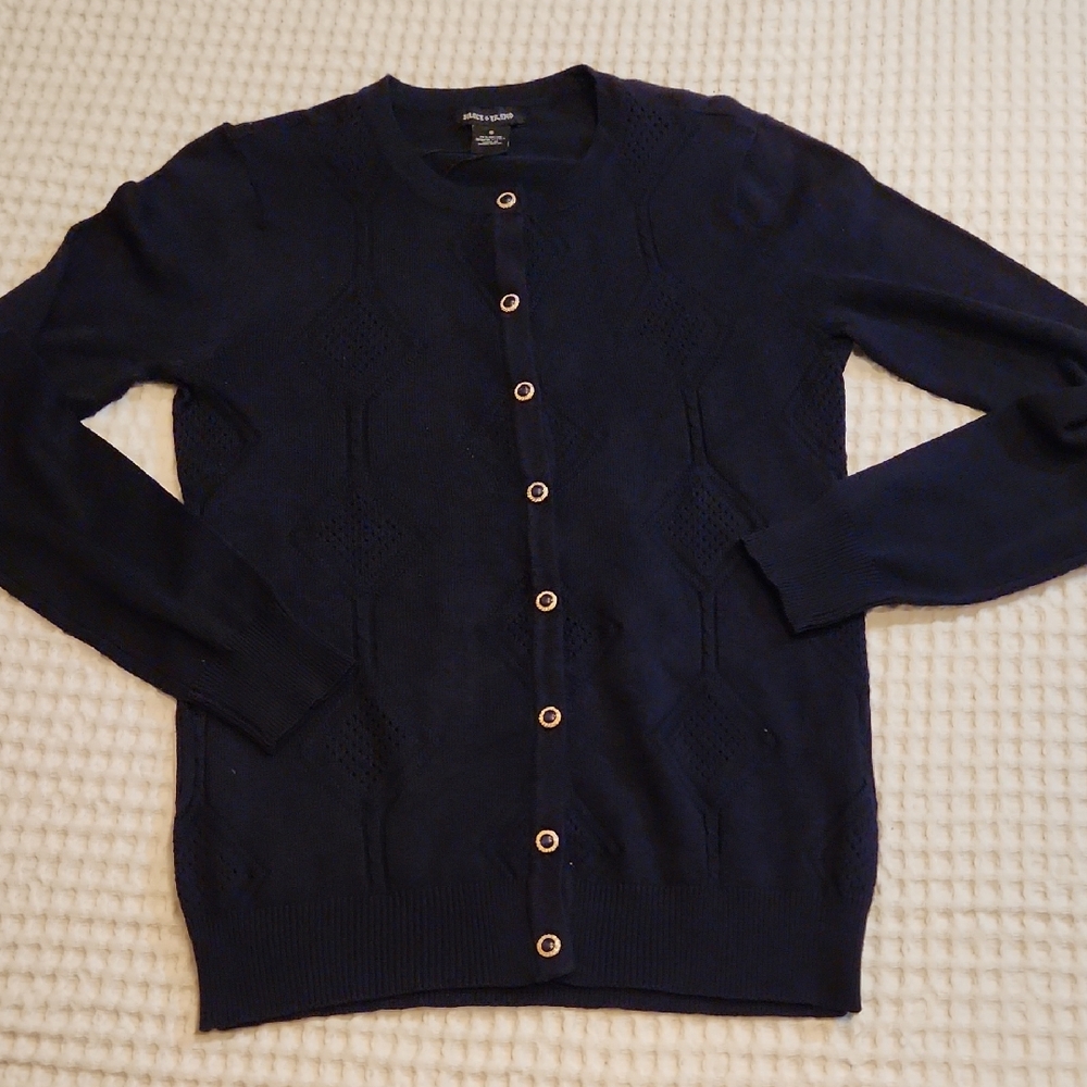 $10 Add On Select & Trend Navy Button-Up Knit Cardigan Sz SM